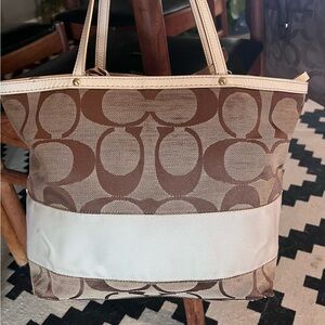 Coach Brown and Cream small Tote Bag
